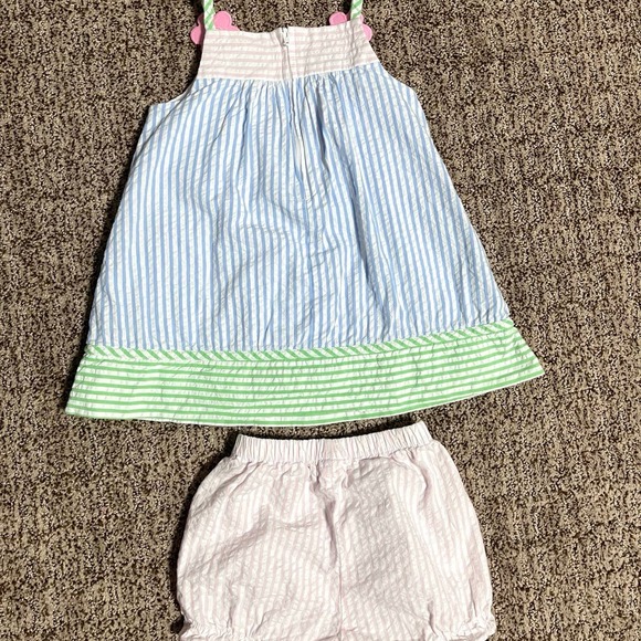Florence Eiseman EUC Pastel Seersucker dress and bloomers set size 18m - Picture 5 of 6